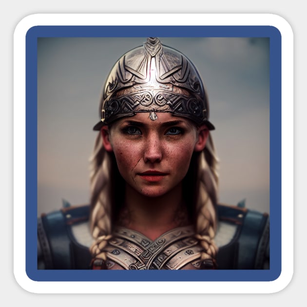 Viking Shield Maiden Sticker by Grassroots Green